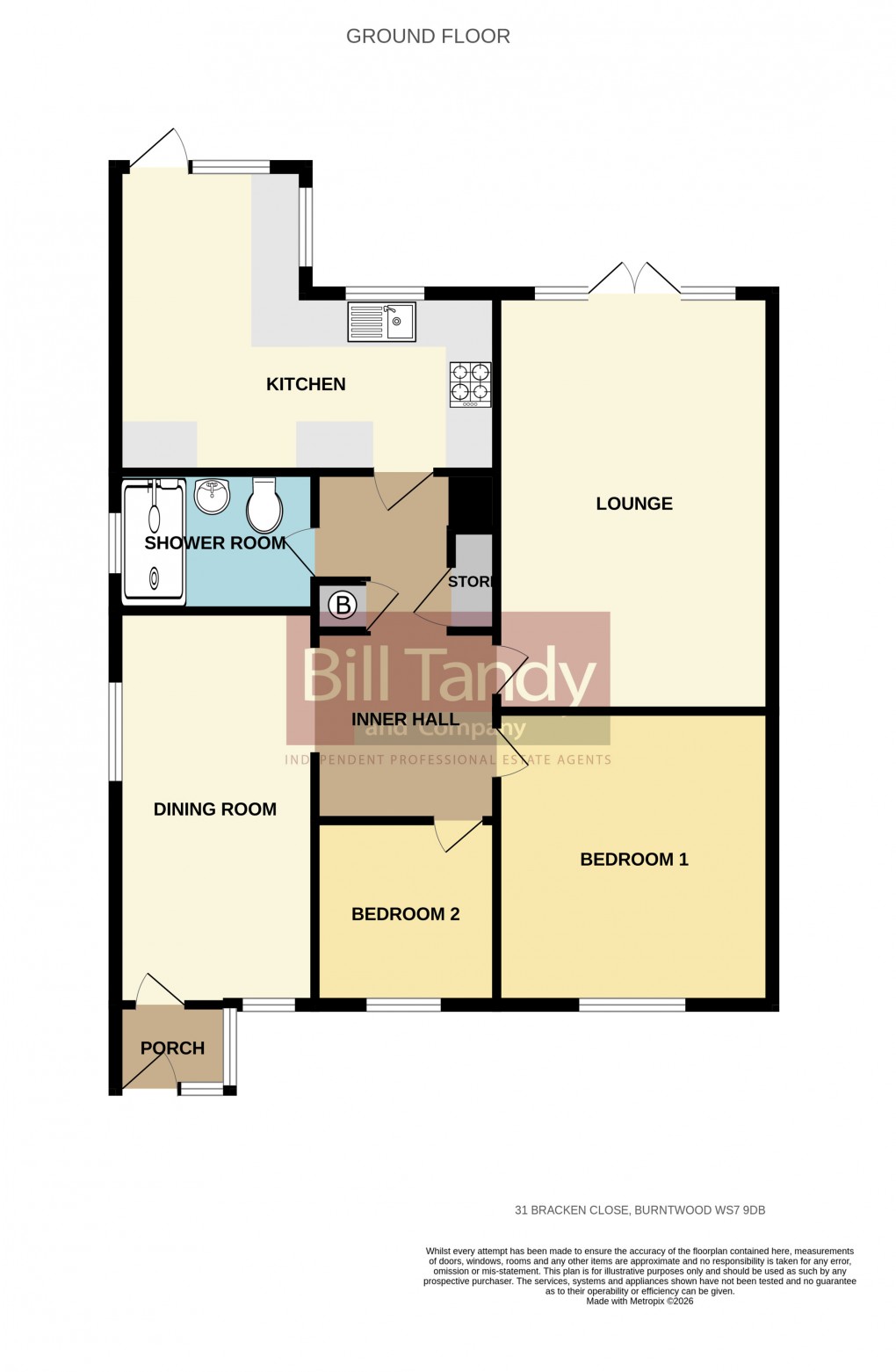 Floorplan for Bracken Close, Burntwood, Staffordshire